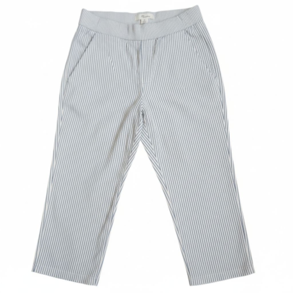 89th & Madison | Blue and White Striped Capris | Petite Large